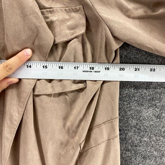 Cavalini Jacket Women M Medium Beige Collared Open Front Long Sleeve Pockets - Picture 7 of 9